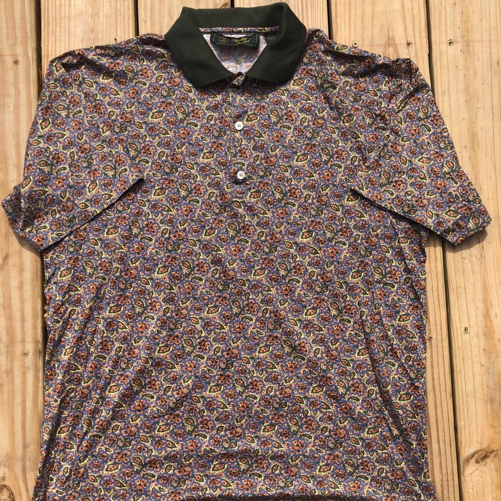 BOBBY JONES Paisley Golf Polo Shirt L Made Italy